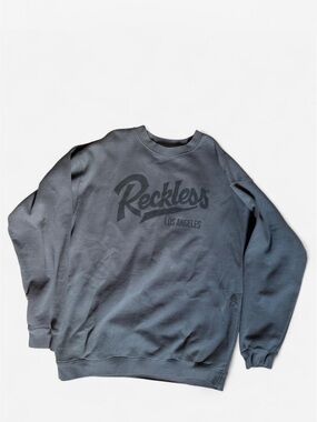 Young & Reckless Men's Crewneck Sweatshirt - Charcoal Gray/blue